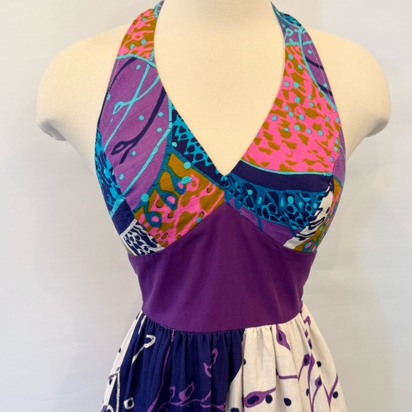 Vintage 60s Cole of California Mod Wild Print Halter Swim Sun Dress Maxi Gown - Picture 8 of 9